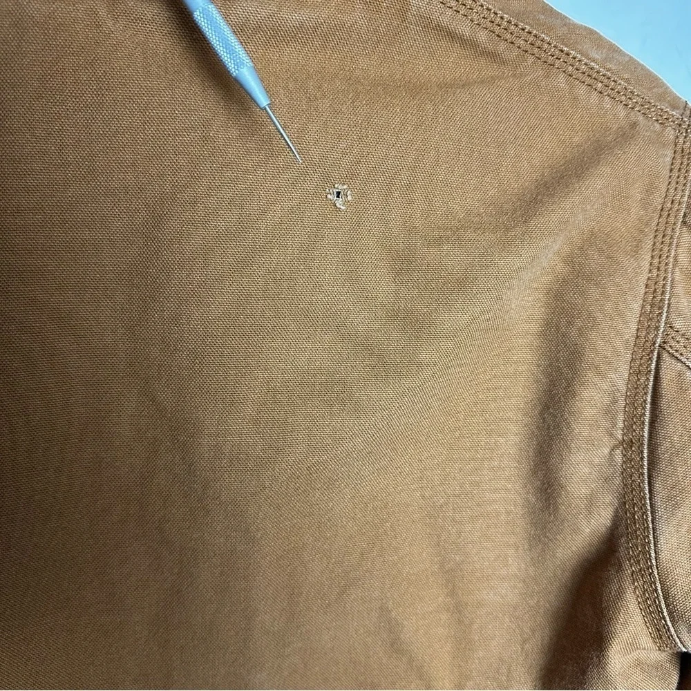Vintage Carhartt Jacket Brown Duck Canvas Hooded Faded Zip Y2K Youth Large 14/16